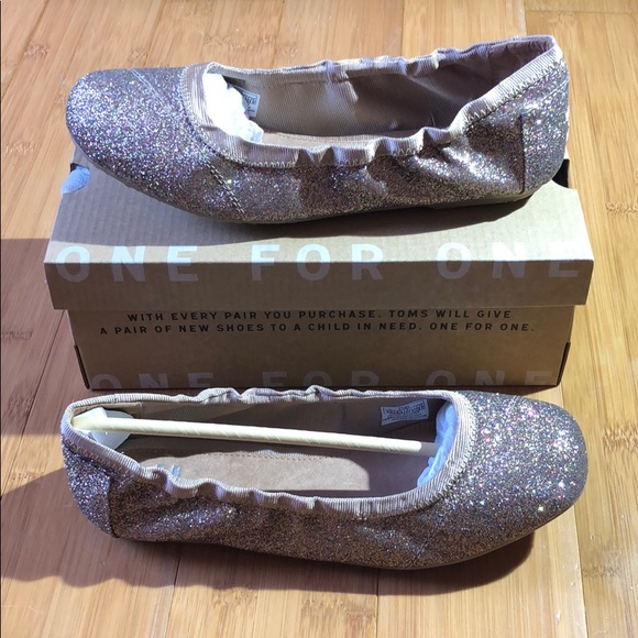 NWT TOMS Ballet Flat Gold Iridescent Glimmer 5.5 - Picture 5 of 5